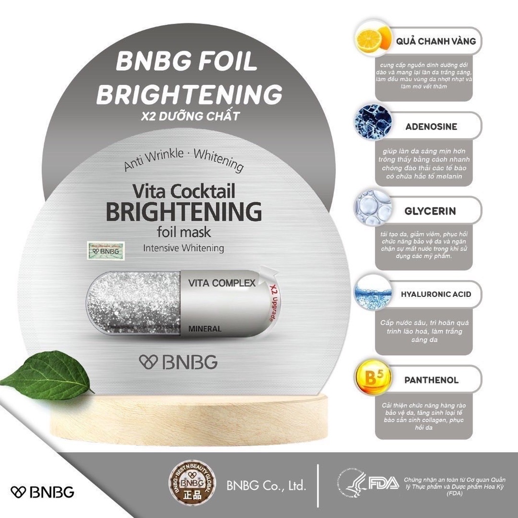 Hộp 10 Mặt Nạ Giấy BNBG Đủ Loại Dưỡng Da Chuyên Sâu 30ml