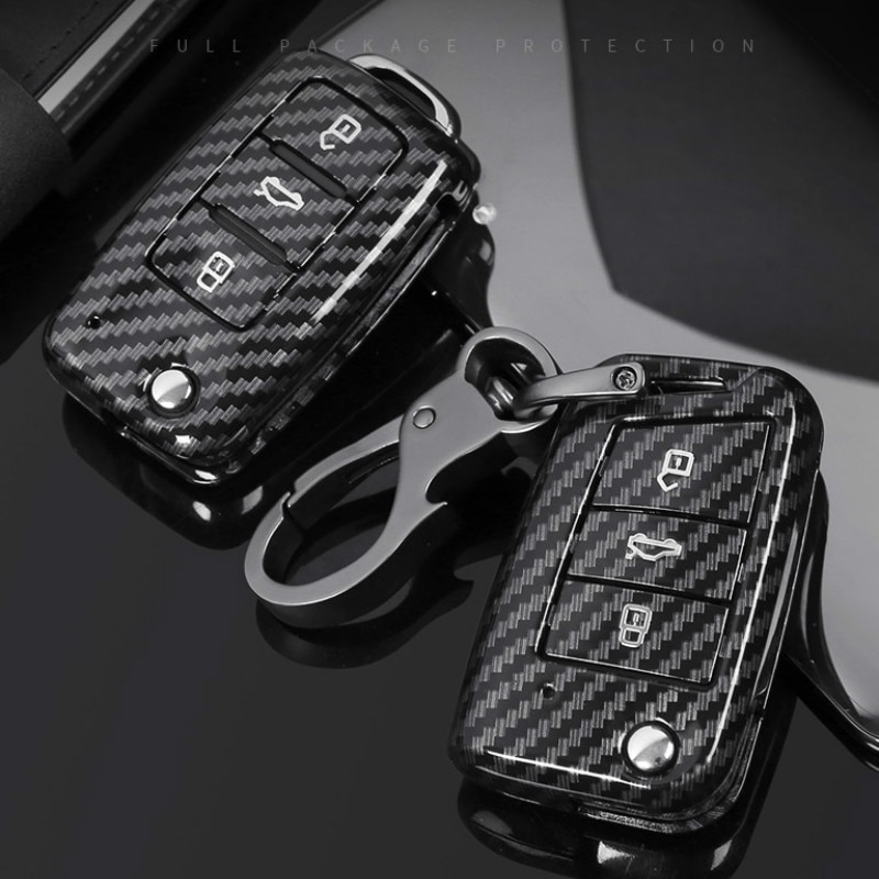 Vỏ ABS sợi carbon bảo vệ chìa khóa cho xe hơi VW Volkswagen Polo Golf 4 5 6 7 T5 Passat B6 B5 Skoda Octavia A5 A7 