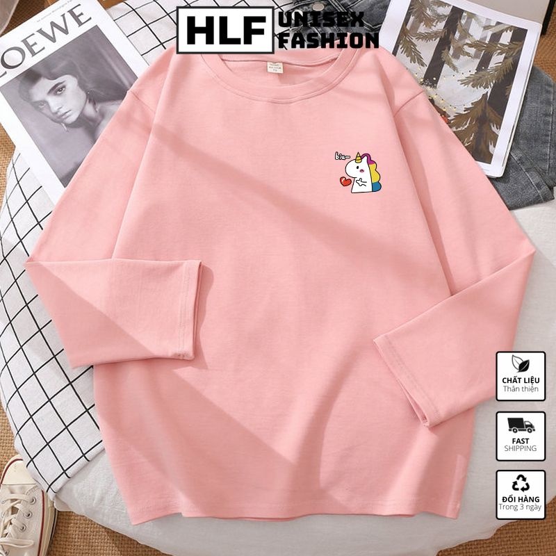 Áo thun dài tay form xuông rộng con kì lân Biu, áo tay dài nam nữ HLFashion