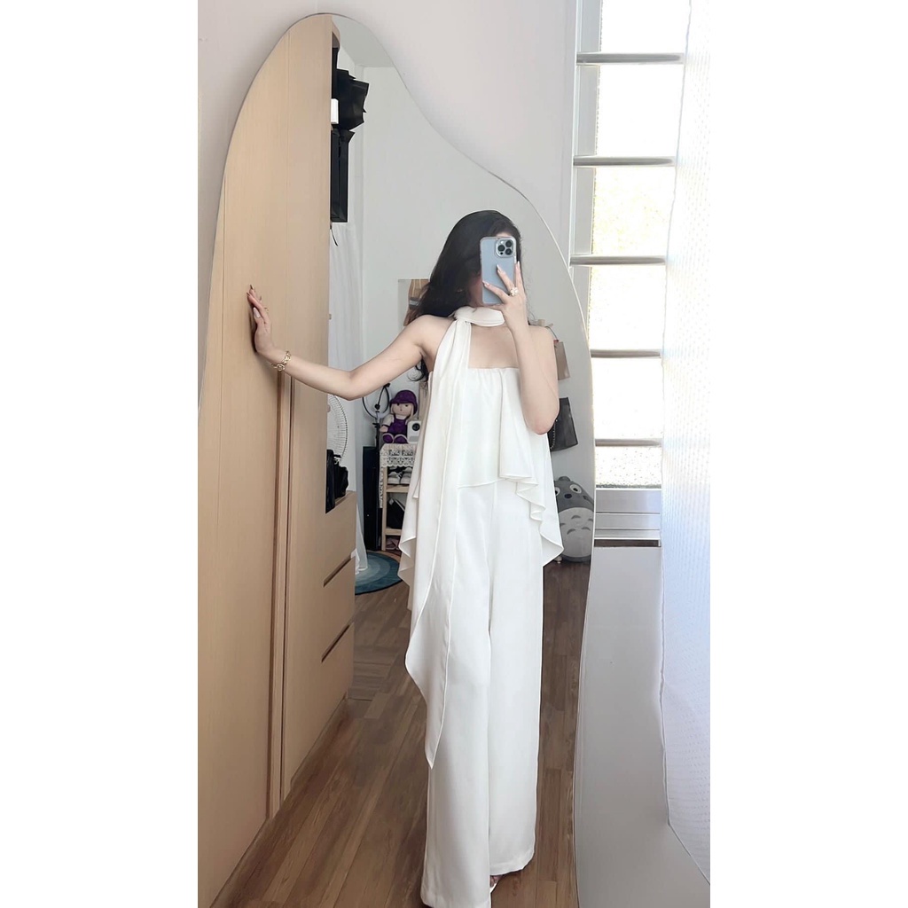 Jumpsuit Cúp Ngực Đi Biển Chất Lụa Mango Mềm Phối Dây Thắt Nơ Sang Chảnh - Lynchee Shop