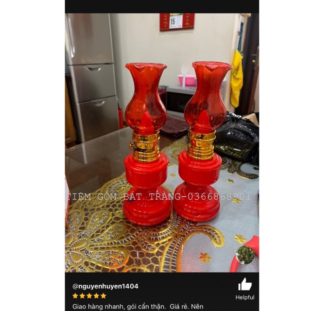 Đèn dầu LED điện tử dùng pin , đèn để bàn thờ gia tiên, thần tài