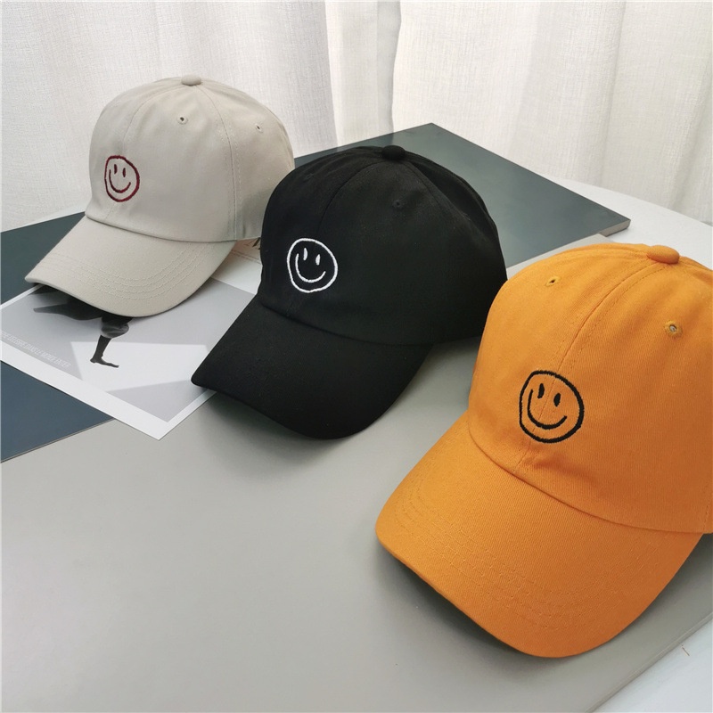 Mũ lưỡi trai bóng chày 19148 chống nắng thêu hình mặt cười dễ thương thoáng khí thời trang bốn mùa cho nam và nữ