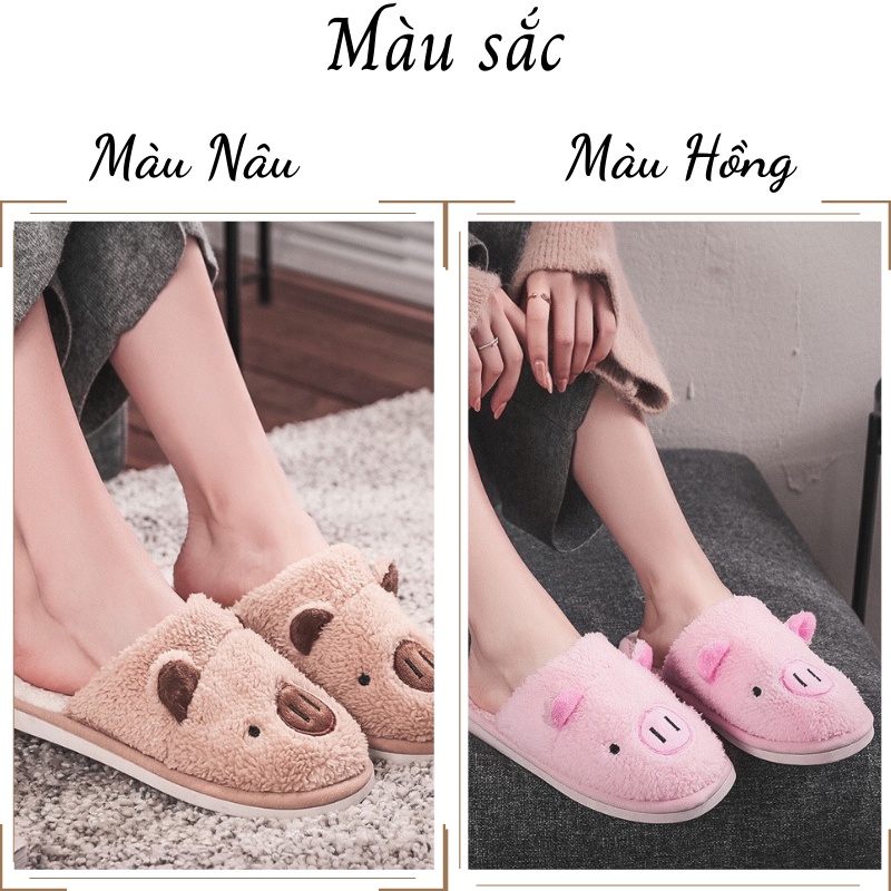 Dép bông đi trong nhà hình thú cute giữ ấm dành cho mùa đông D001