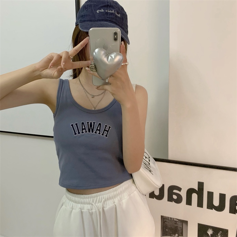 Áo Ba Lỗ Thể Thao Có Đệm Ngực Thêu Chữ Thời Trang Mùa Hè Cho Nữ