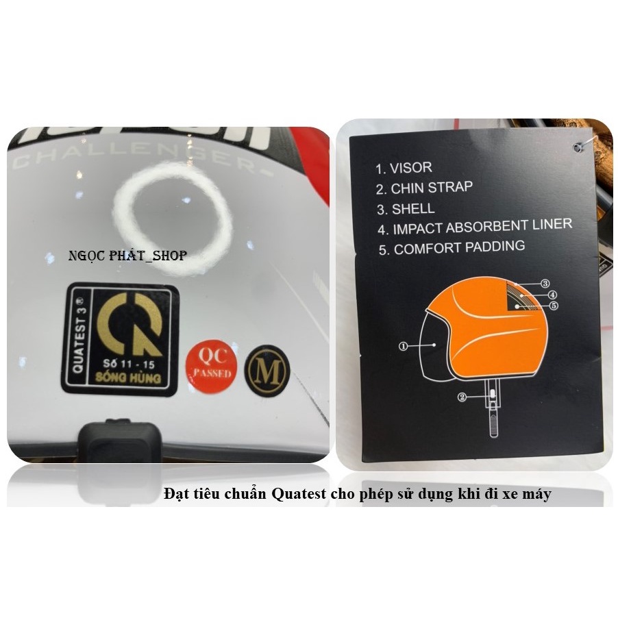 MŨ BẢO HIỂM che cả đầu và tai, có kính NAPOLI_[PHONG CÁCH PHƯỢT THỂ THAO]_SIZE M 53-55cm