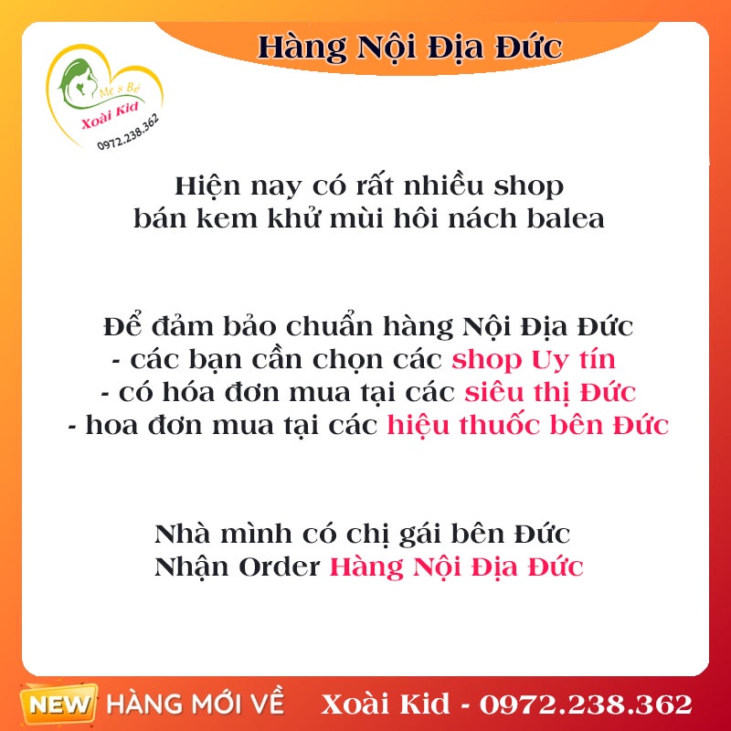 Kem khử mùi hôi nách, xịt khử ngăn mồ hôi, lăn khử mùi Balea của Đức - Date mới Đủ Bill