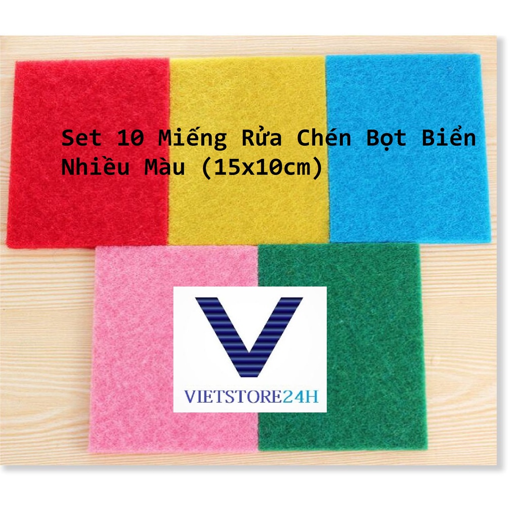 Set 10 miếng rửa chén bọt biển nhiều màu