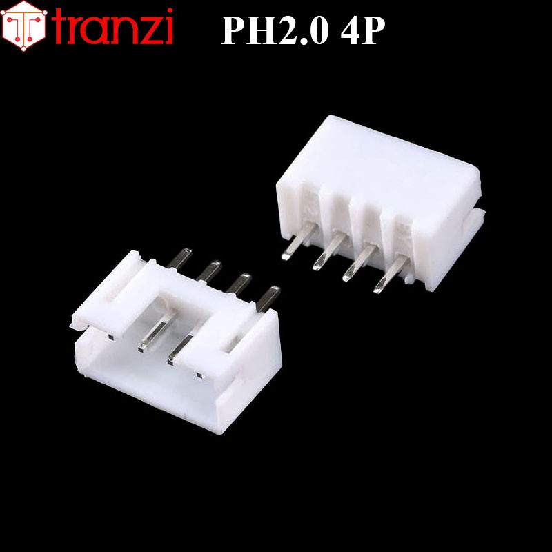 Giắc cắm header 2.0mm PH2.0 4P chân cắm thẳng trắng - túi 50 cái