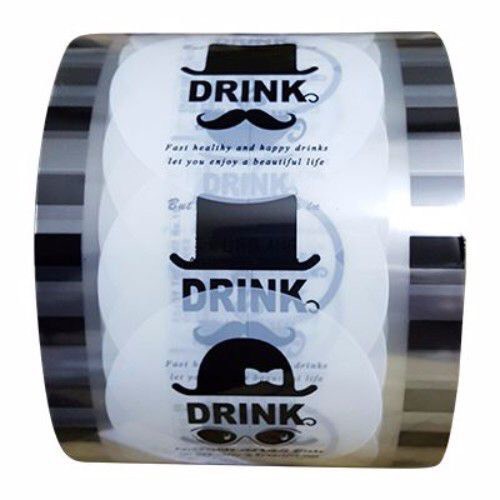 Cuộn dán miệng cốc hình DRINK Cuộn màng keo nhựa, nilon, giấy bóng dán đậy, dập, ép nắp miệng ly cốc