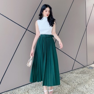 Chân váy dài xếp li đai eo CV605 KYMIE