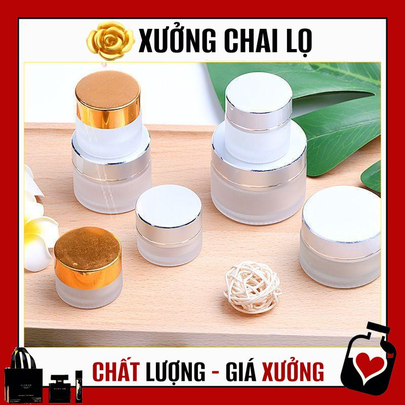 Hủ Đựng Kem ❤ TOP GIÁ RẺ ❤ Hũ đựng kem thủy tinh bạc 5g/10g/15g/20g chiết mỹ phẩm , phụ kiện du lịch