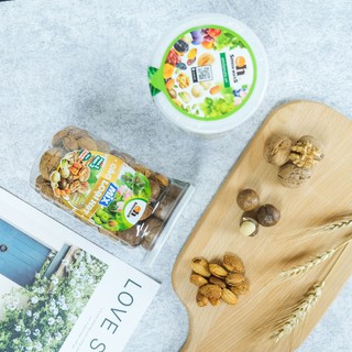 Hộp 400g Mix 3 loại hạt Smile Nuts (Macca, Óc Chó, Hạnh Nhân rang bơ)
