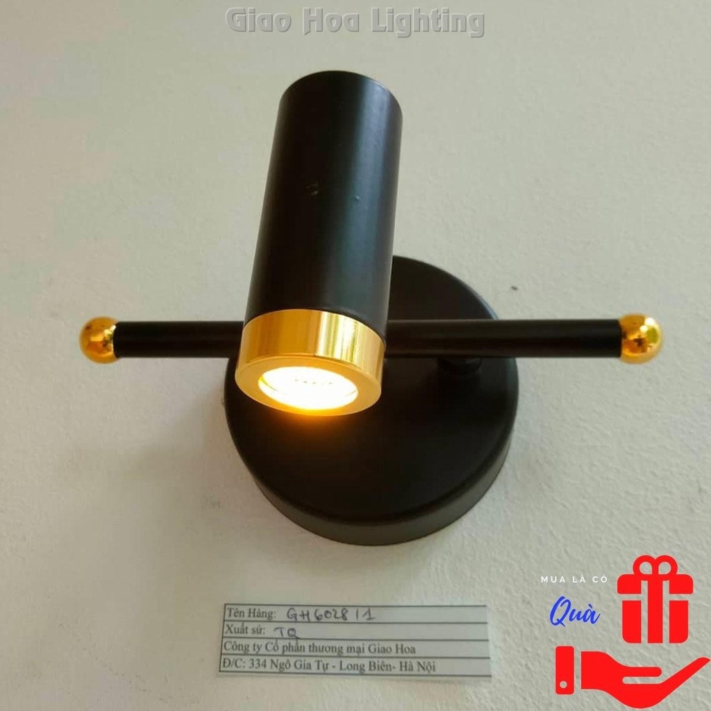 Đèn soi tranh, trang trí chiếu rọi hắt gương Led treo gắn tường màu đen 1 bóng đơn giản hiện đại GH6028/1