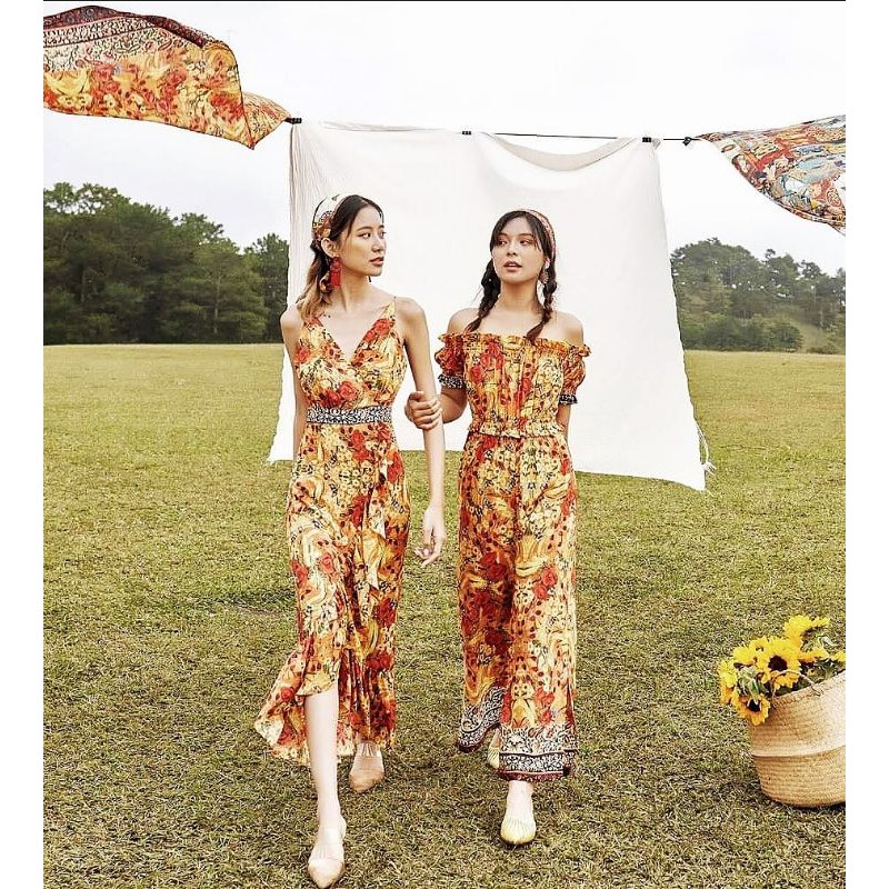 Jumpsuit Floral Partern chất lụa mát GUNICH