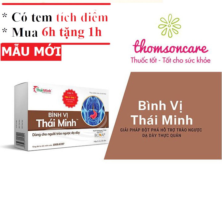 Bình Vị Thái Minh - Hỗ trợ ngăn ngừa loét dạ dày - Hộp 20 viên - mua 6 tặng 1 bằng tem tích điểm