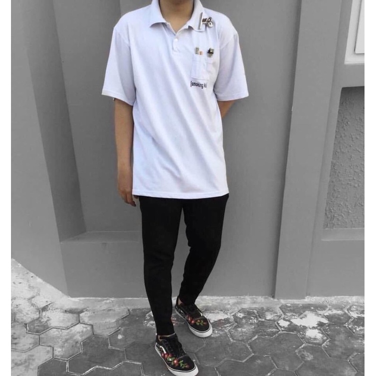 Áo Thun POLO Cổ Bẻ Thêu Smoking Kills Ảnh Thật