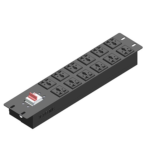 Thanh nguồn điện PDU 12 cổng 3 chấu chuẩn đa dụng lắp tủ rack 19 inch