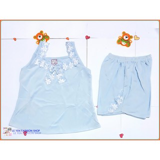 Bộ tthun lạnh màu 2 dây bảng viền ren siêu yêu cho bé gái (8-20kg)