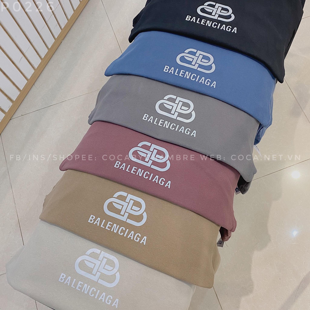 [P0226] Áo thun cotton mặt lông dày in chữ B A L E N  phản quang form rộng (Có sẵn/Ảnh Thật)