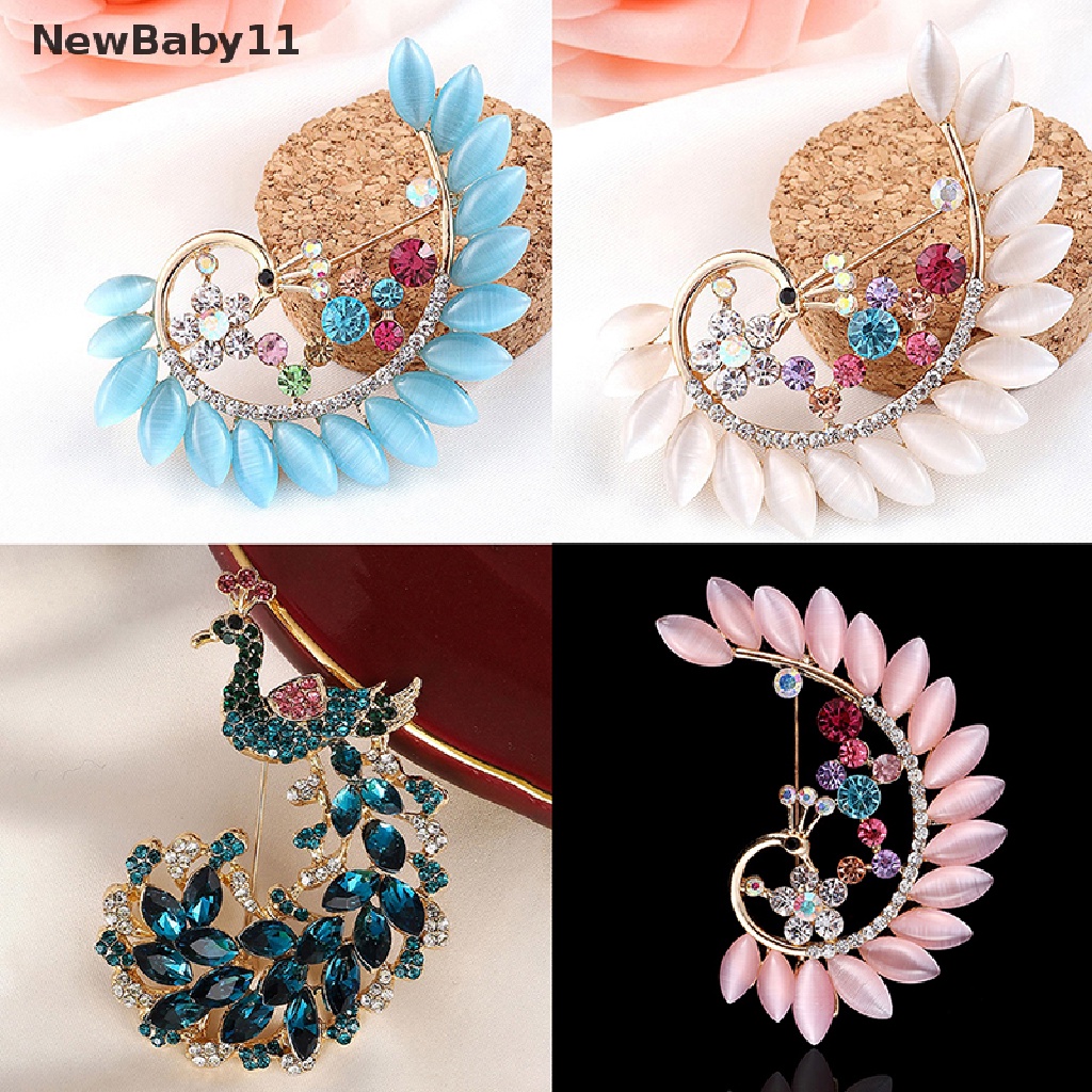 Ghim Cài Áo Hình Chim Công Đính Đá Pha Lê Dễ Thương