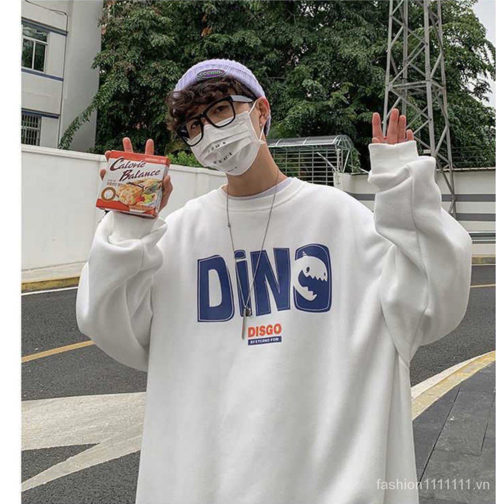 Áo sweater, áo nỉ in hình họa tiết chữ DINO trước ngực form unisex nam nữ mặc đều được