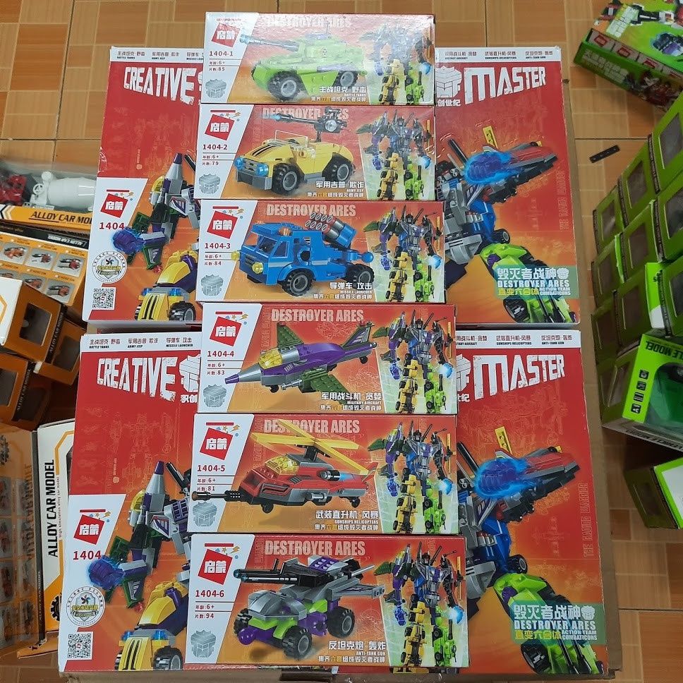 Bộ Xếp hình Lego robot biến hình từ 6 xe nhỏ đồ chơi lắp ghép trẻ em