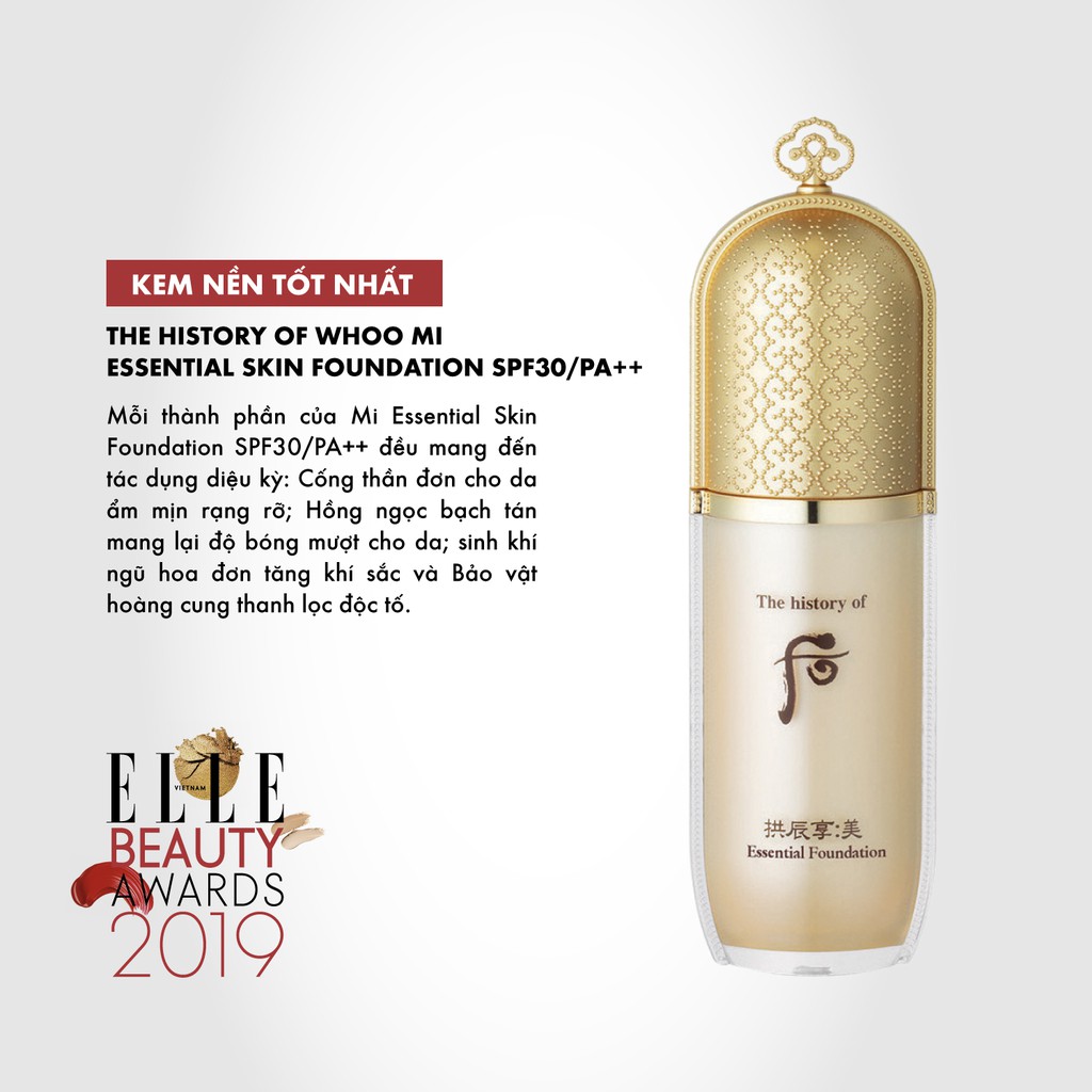 Kem nền che khuyết điểm chống nắng Whoo Gongjinhyang Mi Essential Foundation SPF30/PA++/ Mỹ phẩm OHUI Công ty chính hãng