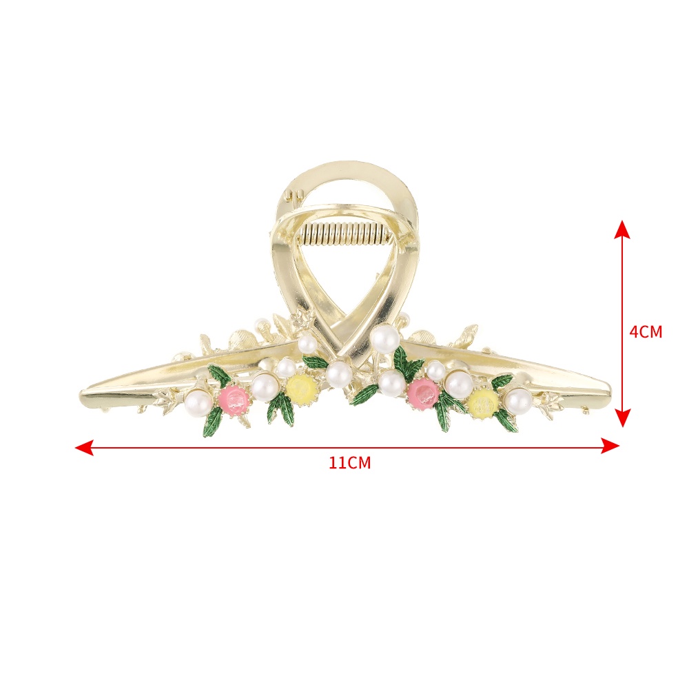 Haimeikang kẹp tóc kim loại lớn đính đá và ngọc trai nhân tạo thời trang