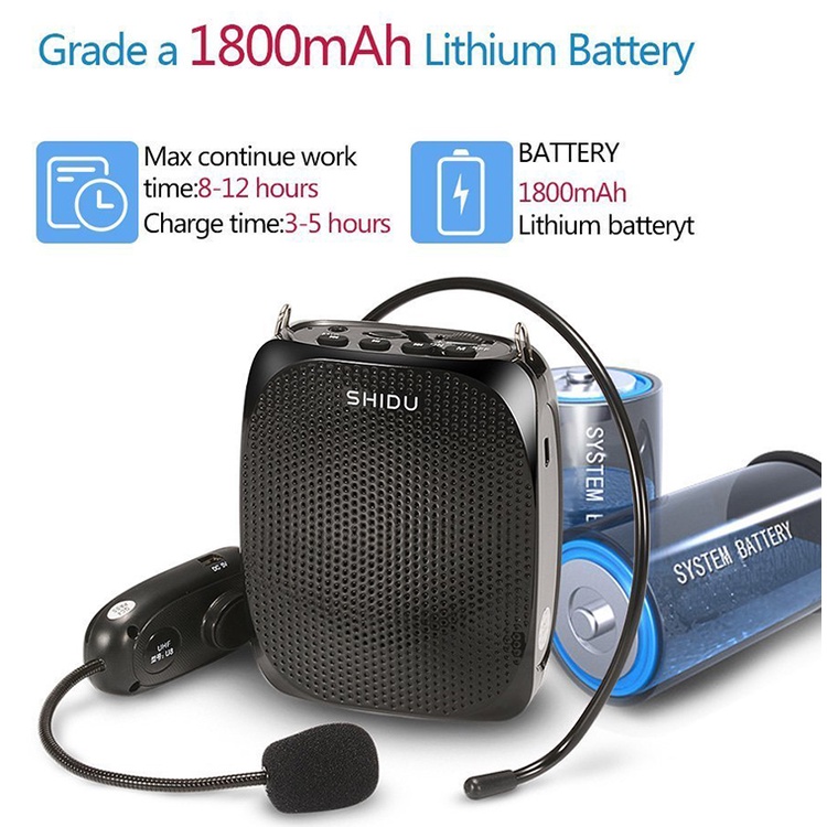 Máy trợ giảng không dây SHIDU SD-S615 tặng micro kẹp áo có dây - Hàng nhập khẩu