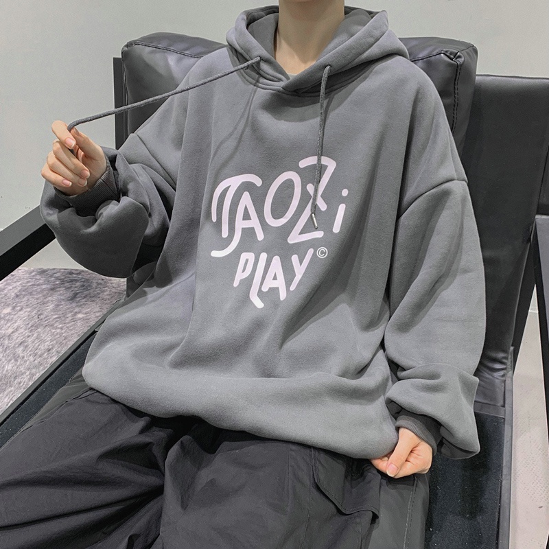 Áo hoodie dài tay in chữ phong cách Hong Kong thời trang dành cho nam
