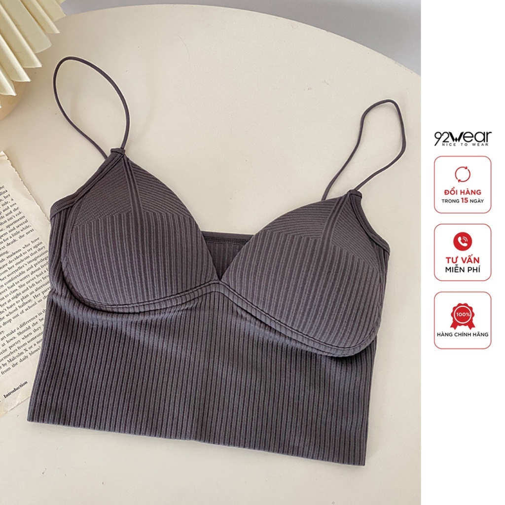Áo croptop hai dây 92WEAR thiết kế có mút đệm, cúp ngực quyến rũ ADW2080