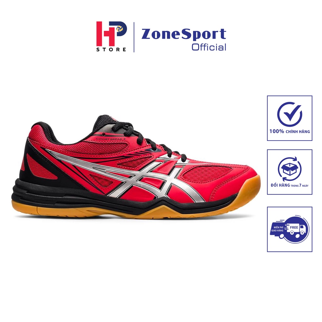 Giày Asics Court Break 2 Đỏ - Giày Chuyên Bóng Chuyền, Cầu Lông, Tennis đế cao su, chống trơn, bật nhảy êm, độ bền cao