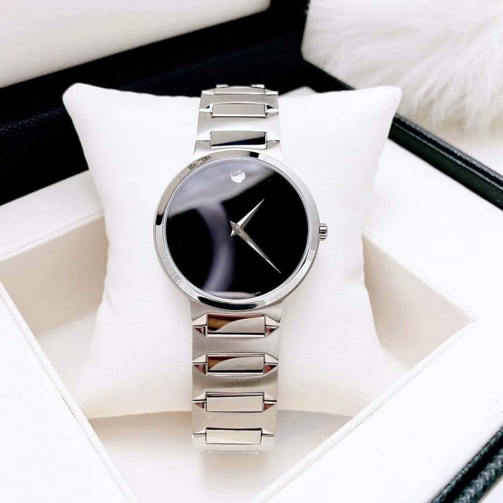 Đồng Hồ Nam & Nữ Movado Temo Quartz Black 0607292 & 0607295 case 38mm & 26mm