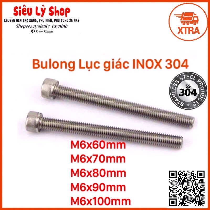 Bulong lục giác INOX 304 - Đầu trụ size M6