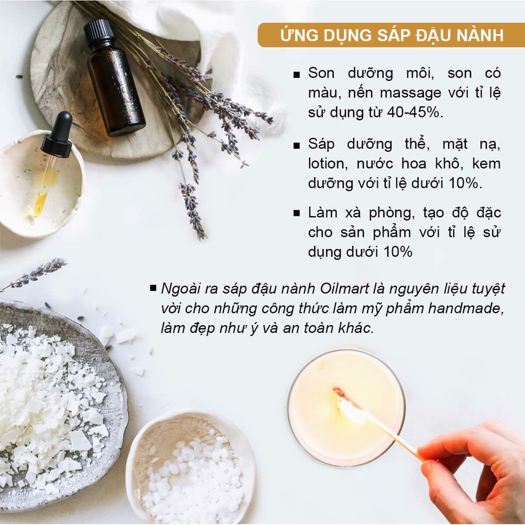 Sáp Đậu Nành Làm Nến Thơm Oilmart Natural Soy Wax