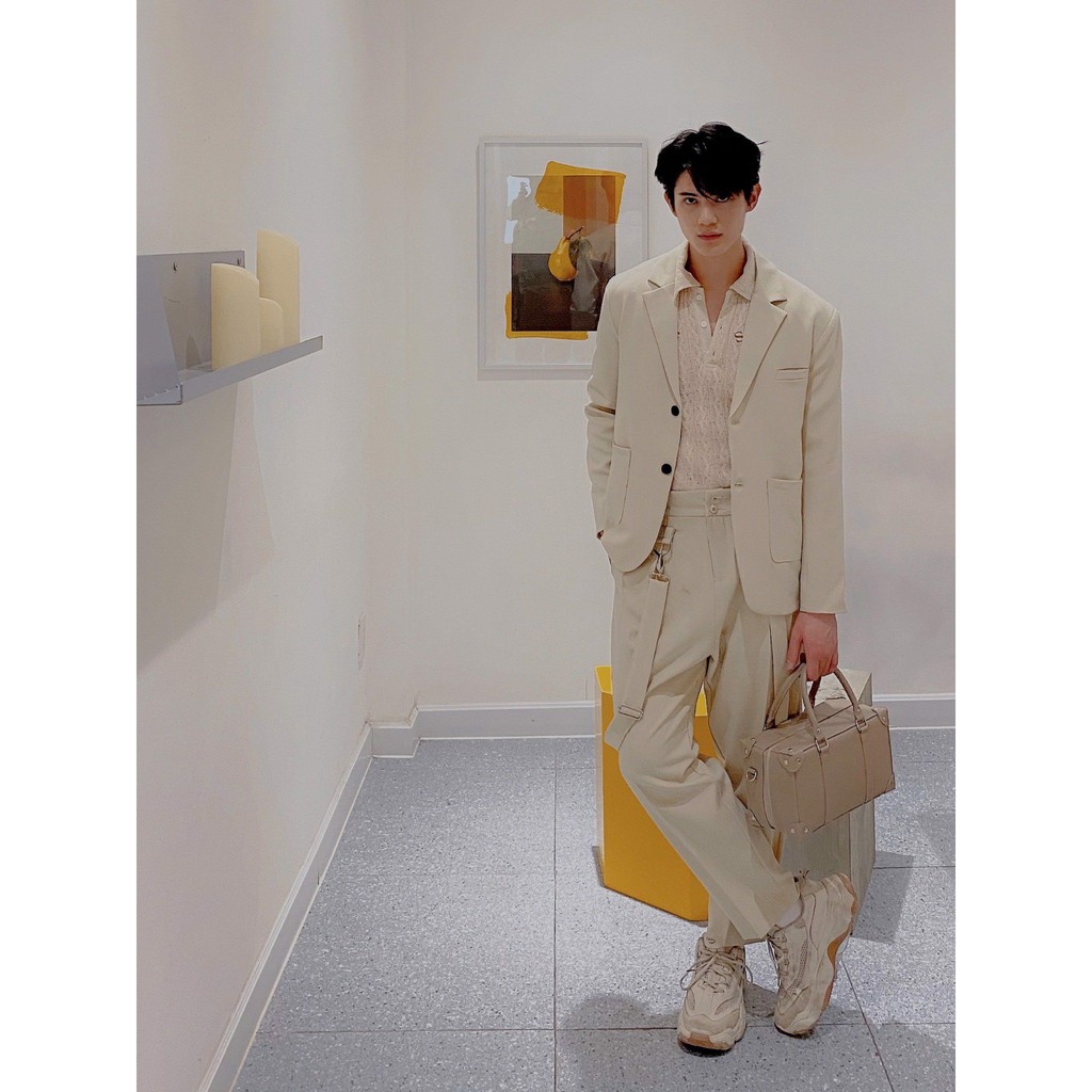 BLANKESPACE Quần Ống Xuông Clown Beige Pants Vải Cotton Sợi Chéo Thời Trang Nam Nữ Unisex