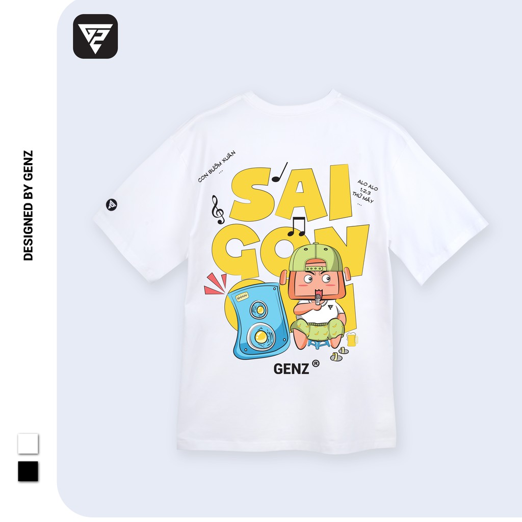 Áo thun tay lỡ GENZ phông unisex nam nữ cotton oversize form rộng Sài Gòn Loa Kẹo Kéo | BigBuy360 - bigbuy360.vn