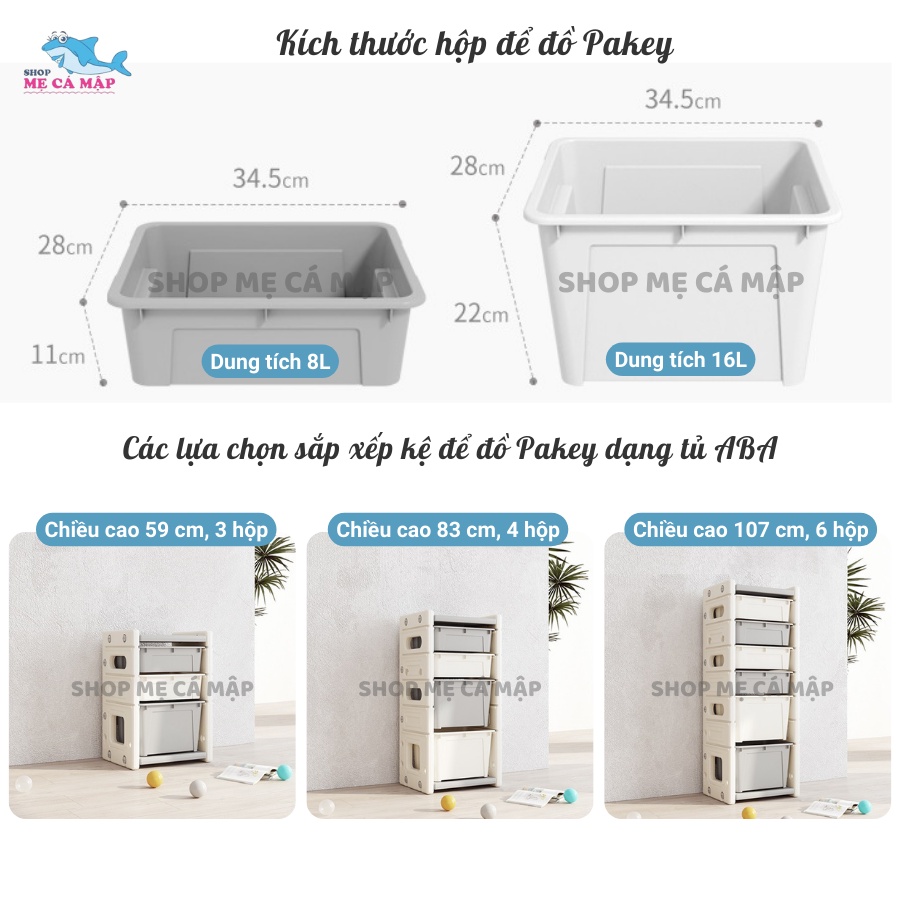Kệ đồ chơi cao cấp ABA cho bé, nhựa nguyên sinh dày dặn chắc chắn Pakey