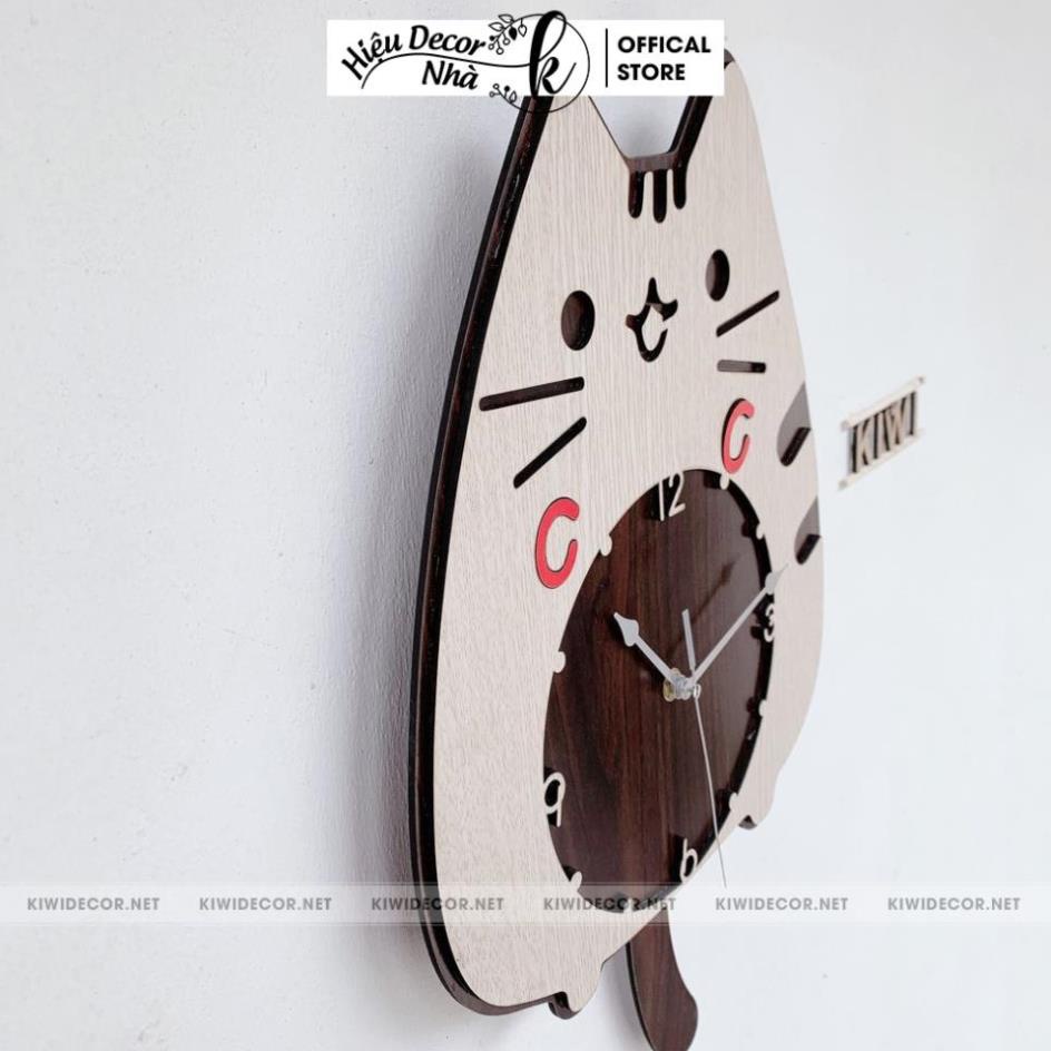 Đồng Hồ Treo Tường Decor Con Mèo Vintage Bằng Gỗ, Trang Trí Homestay, Quà Sinh Nhật - Hiệu Nhà K