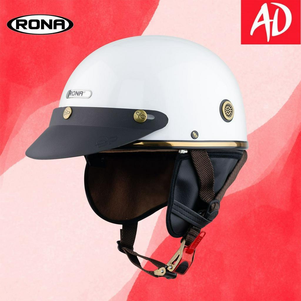 Mũ bảo hiểm 1/2 Rona pug có đệm cổ size 54-58cm đi xe máy
