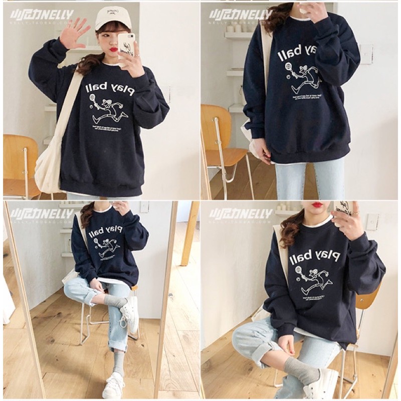 Áo sweater nelly heybig lót lông(có sẵn)