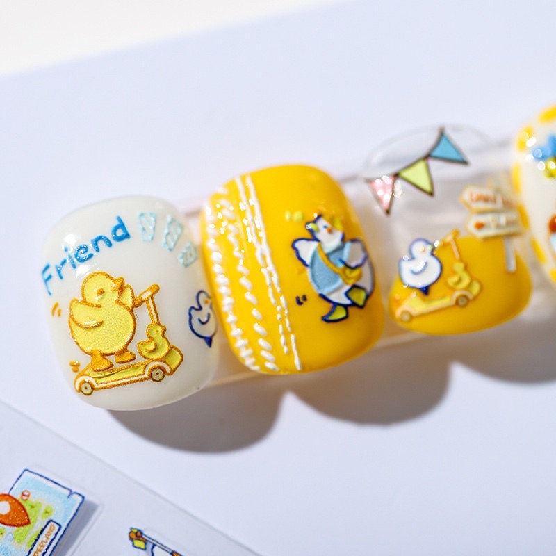 Sticker con vịt cute hàng cao cấp ,dán trang trí nail / móng tay