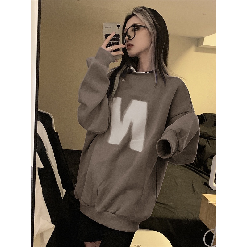 Áo sweater dáng rộng phong cách Mỹ thời trang dành cho nữ