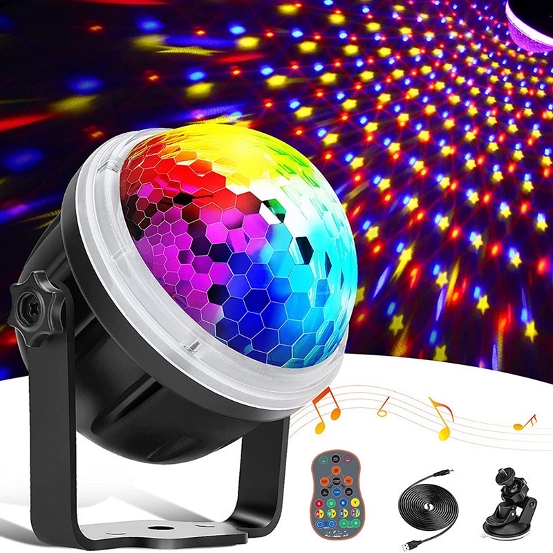 Đèn Led Nháy Theo Nhạc Có Điều Khiển, Đèn Led Xoay 7 Màu Cho Phòng Karaoke, Đèn Phòng Bay Chiếu Ánh Sáng Laser