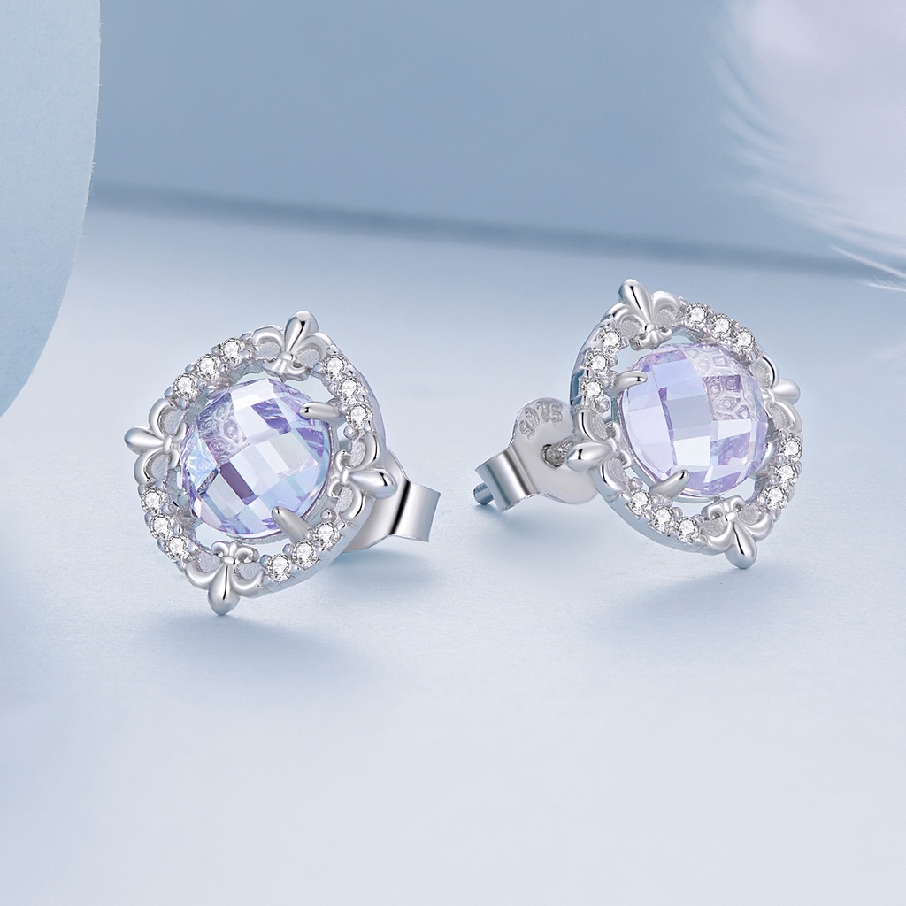 Hoa tai Bamoer bạc 925 đính đá hợp thời trang