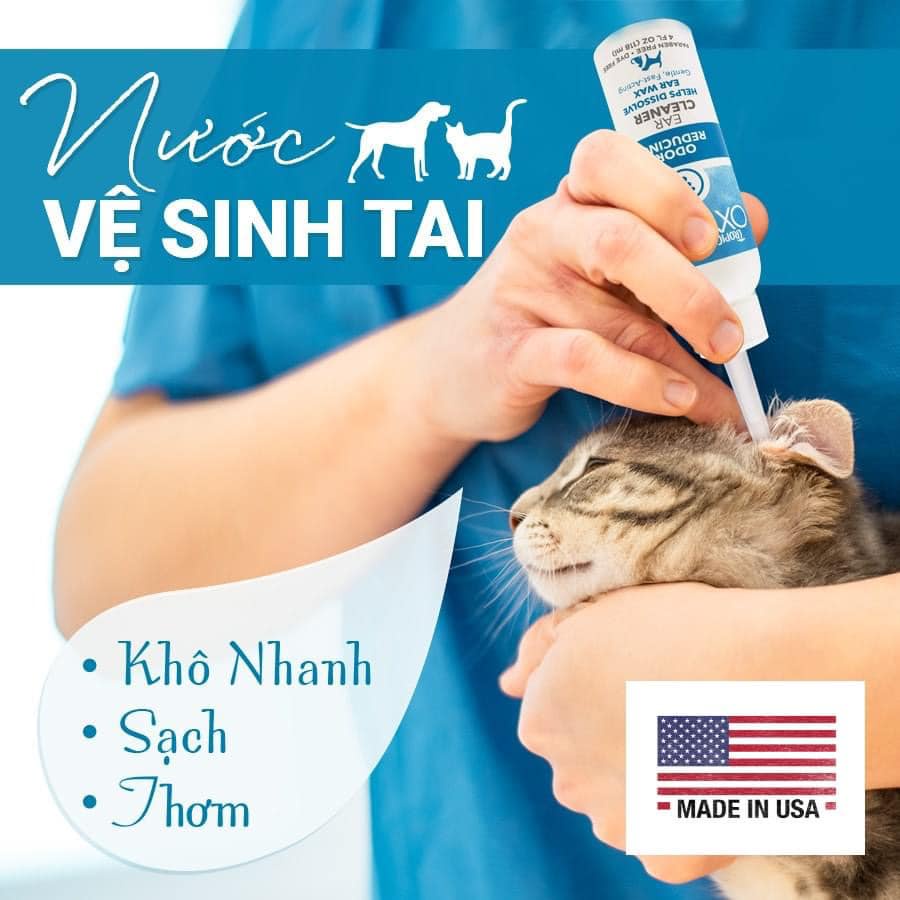 Vệ sinh tai Tropiclean OxyMed Odor Ear Cleaner cho chó mèo