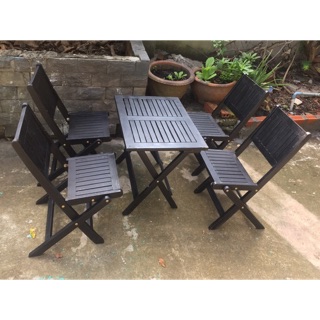 FREE SHIP!!! Bàn ghế gỗ xếp sơn đen 45x60x50cm