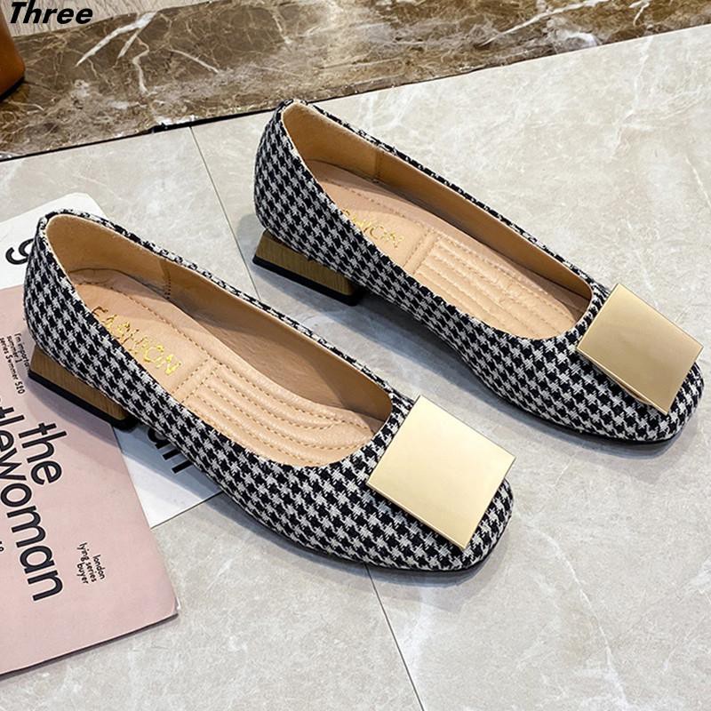 Women's shoes, single shoes, women's gentle Korean version of all-match fashion casual square-toe light mouth peas shoes