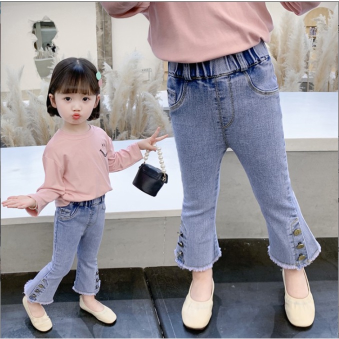 Quần Jeans thời trang ống loe CÁ TÍNH cho bé gái JT01 size đại 10-35kg