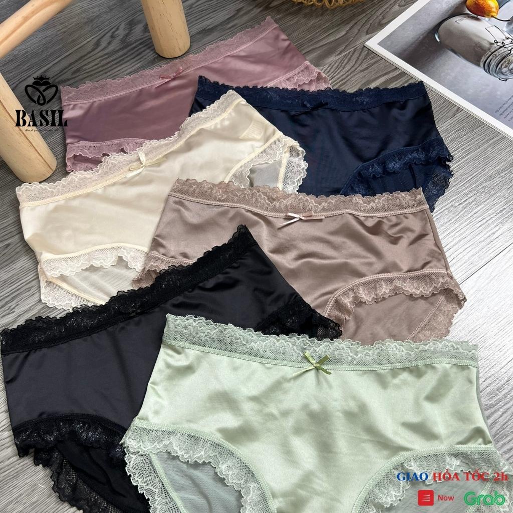 Quần lót nữ S15 thun lạnh phối ren set 6 quần siêu mềm cao cấp BASIL